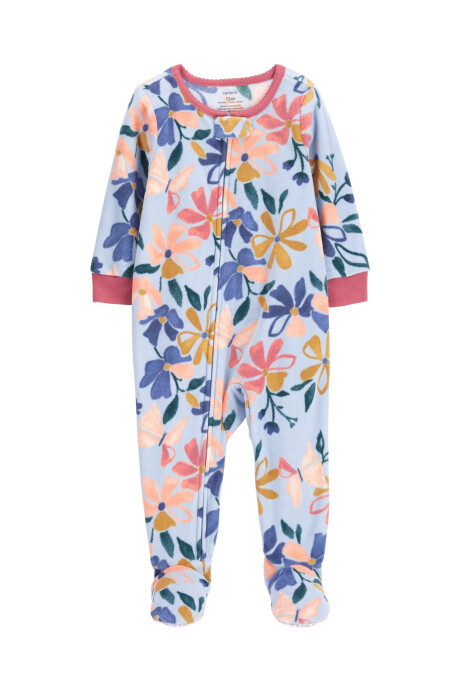 Pijama una pieza de micropolar con pie, diseño floral Sin color