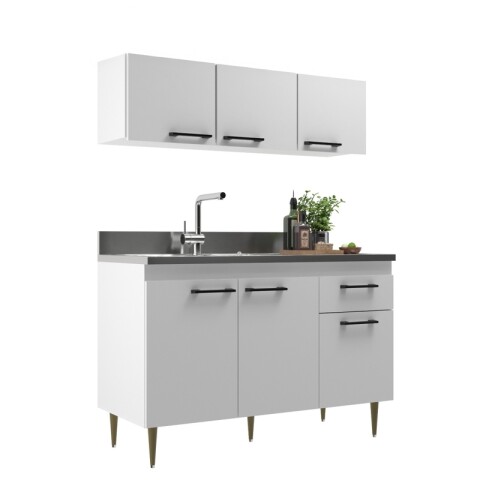 Bajo Mesada 3 Puerta 1 Cajón + Aereo 3 Puertas Blanco Bajo Mesada 3 Puerta 1 Cajón + Aereo 3 Puertas Blanco