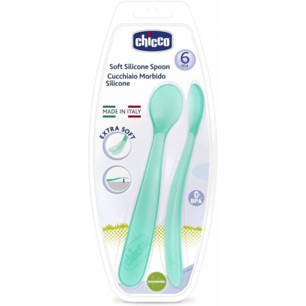Set x2 cucharas silicona CHICCO verde agua
