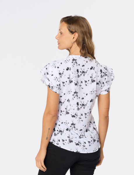BLUSA ESTAMPADA CON VOLADOS Flor