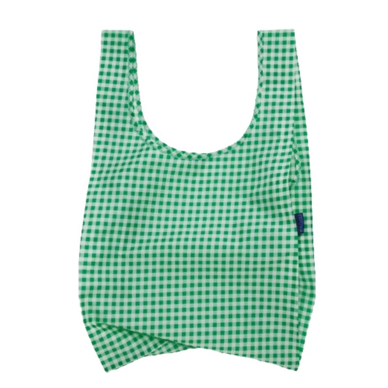 Bolsa Re-utilizable de Nylon Reciclado, Impermeable Green Gingham