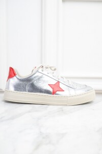 Zapatilla Cuero Metalizada Plata