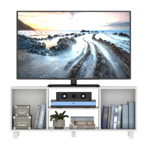 Mueble Rack de Tv Hasta 50" Manhattan de Piso con 2 Puertas y Estantes 120 cm de Ancho - Manchester / Blanco Mueble Rack de Tv Hasta 50" Manhattan de Piso con 2 Puertas y Estantes 120 cm de Ancho - Manchester / Blanco