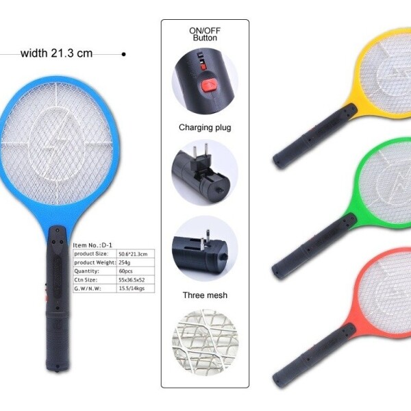 Raqueta Matamosquitos Electrica Recargable Mata Insectos Variante Color Rojo