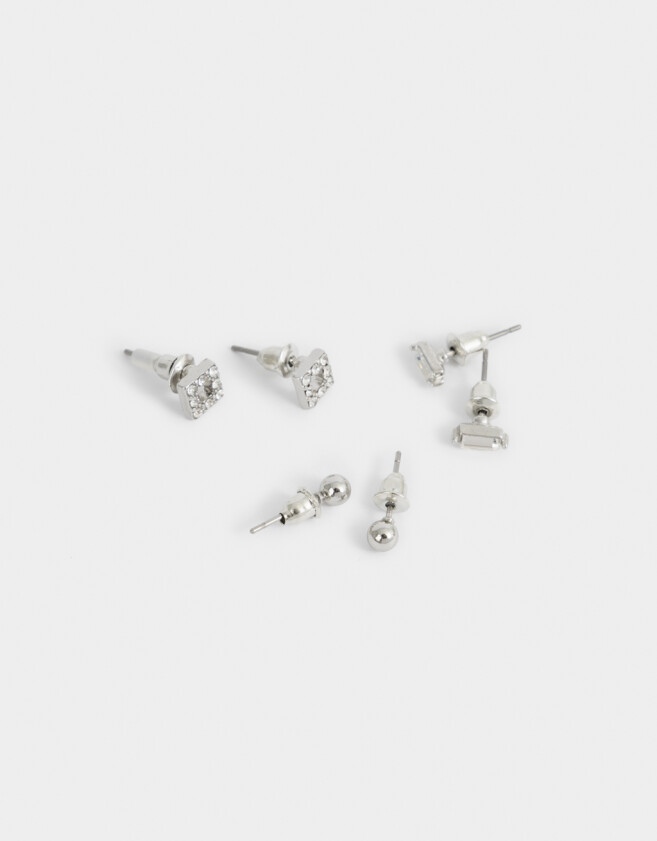Aros Sets Con strass Set De Aros Con Strass - Plateado