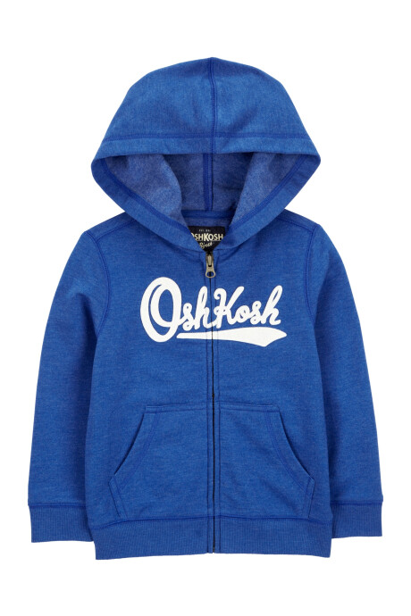 Campera de algodón, con capucha y logo, azul Sin color