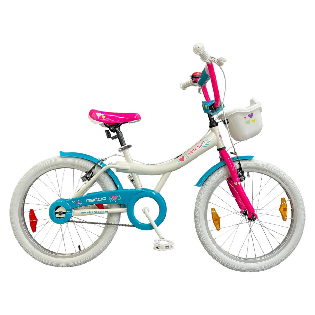 Bicicleta Infantil Baccio Mystic Sweet Rodado 20 De Paseo Con Ruedas Auxiliares - BLANCO/TURQUESA 