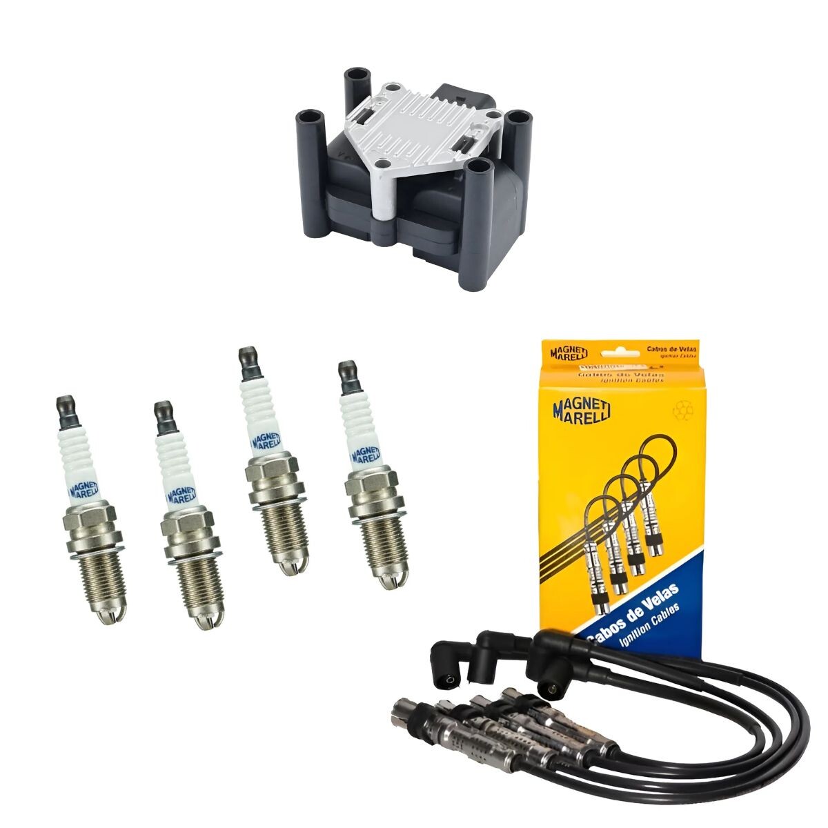 KIT CABLES DE BUJIAS CON BUJIAS Y BOBINA 