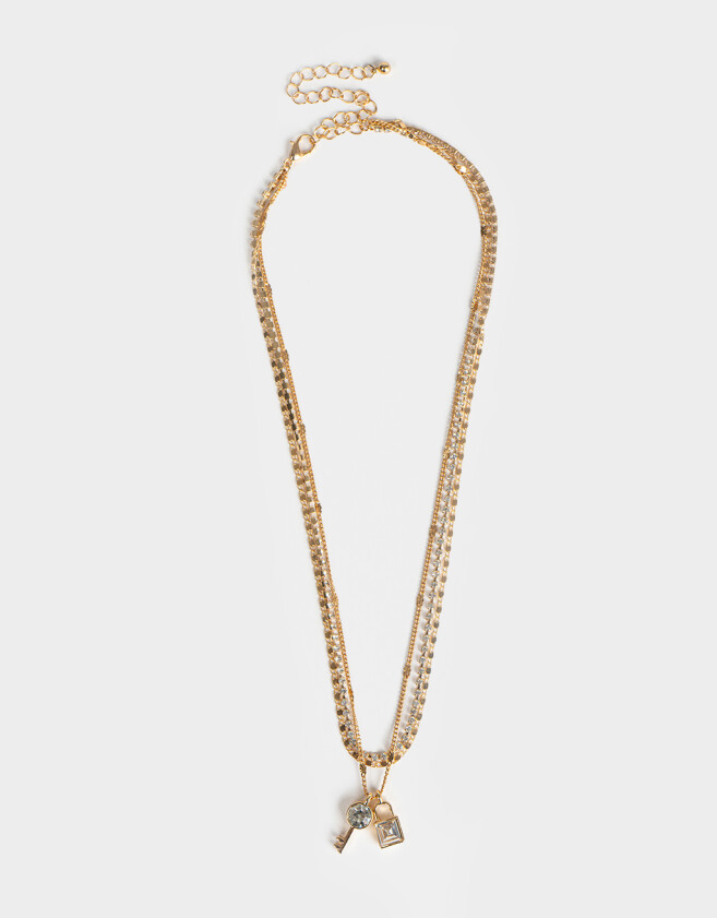 Collares Cortos Con strass Collar Corto Multicadena - Dorado