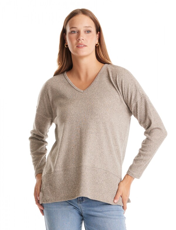 Buzo Soft Escote V BEIGE