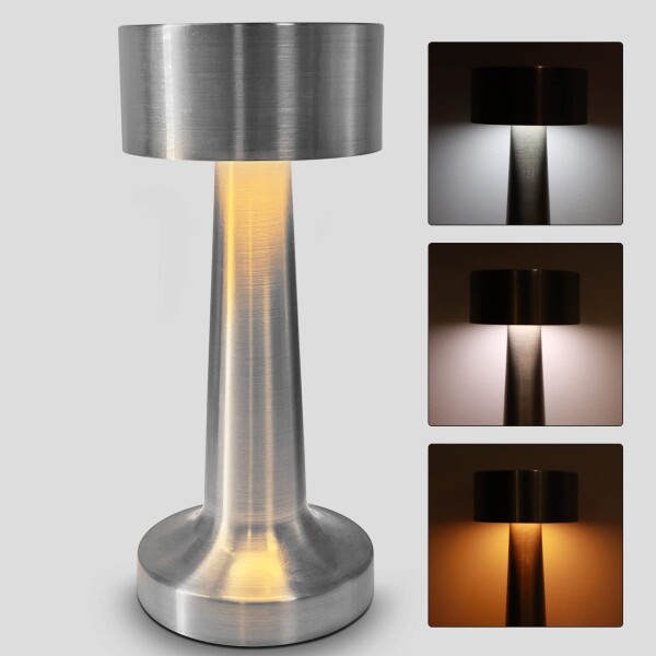 Lampara De Mesa Luz Led Tactil Recargable Usb Regulable Color Variante Plata