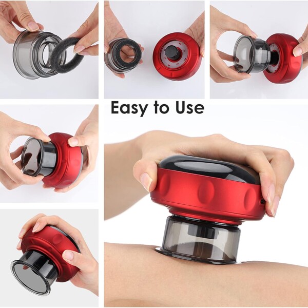 Masajeador Eléctrico Ventosa Vacío Recargable Terapeutico Color Rojo