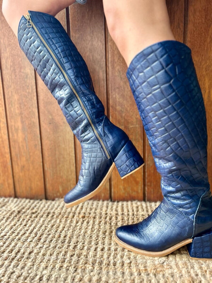 High Heel Boots - Crocco Azul 