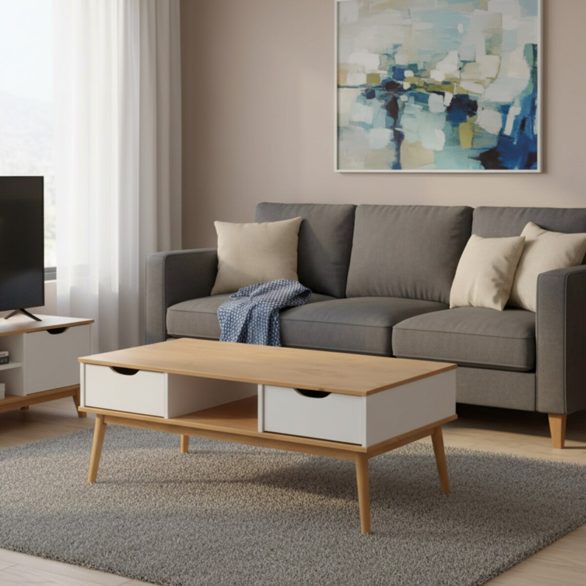 Mesa de Living Nordica - Roble/Blanco 