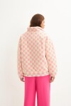 Abrigo oversized simil corderito cuadros rosa