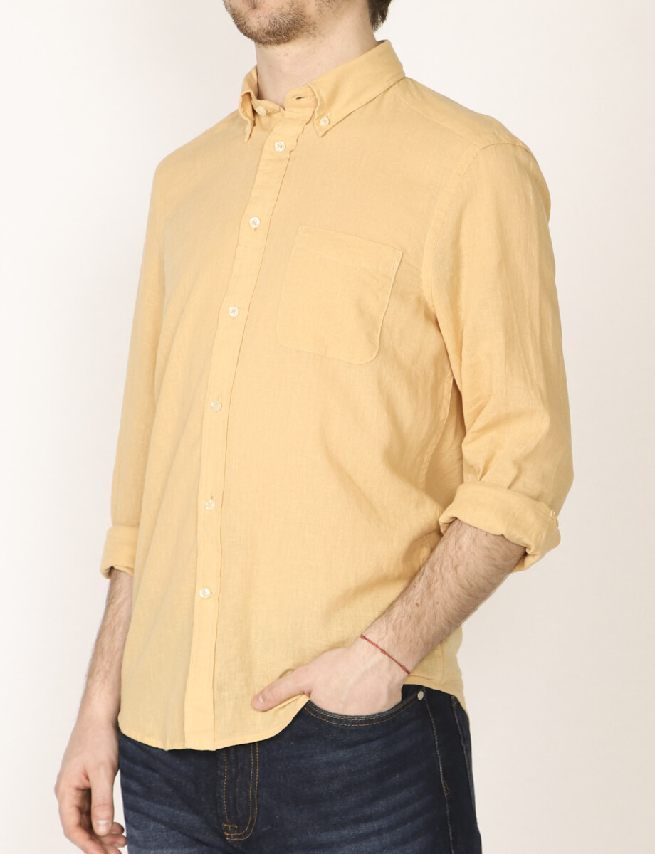 011665 CAMISA DE LINO HARRINGTON LABEL Mostaza