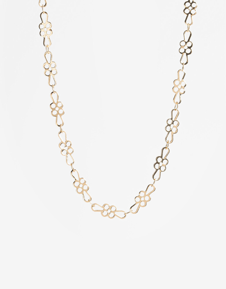 Collares Cortos Metal Collar Corto Metal Flores - Dorado