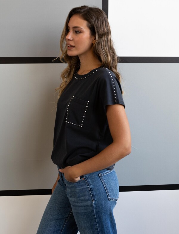 Remera Algodon Tachas GRIS OSCURO