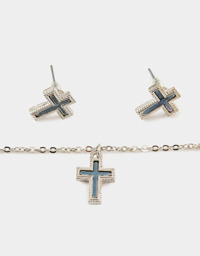 Bijouterie Set Religioso Bijouterie Set Con Cruz - Plateado