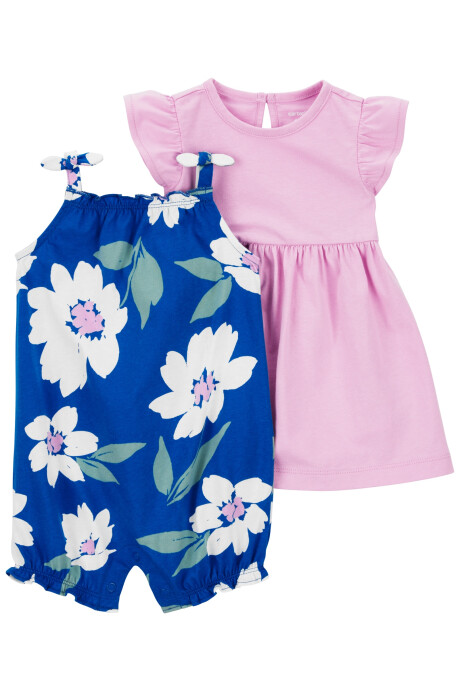 Set dos piezas de algodón, vestido y monito bombachudo Sin color