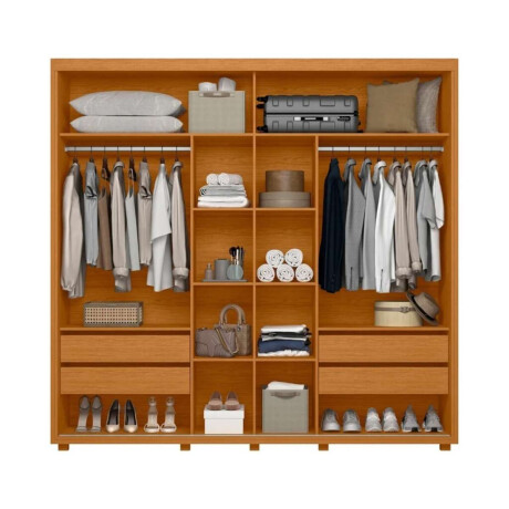 Ropero 2 puertas corredizas 4 cajones Acacia Marron