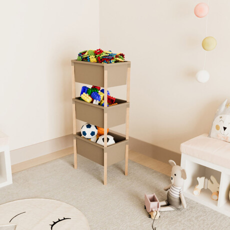 Estantería Organizadora Rack 3 Cajones 95x26x39Cm Madera PP Beige