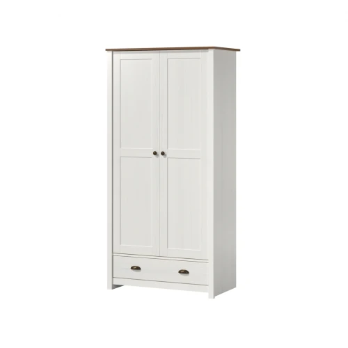 Ropero 2 puertas 1 cajón - Madera maciza - Linea Colonial Blanco