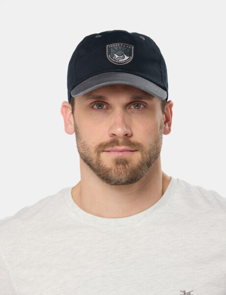 GORRO VISERA DE LONA CON PARCHE TEJIDO Negro