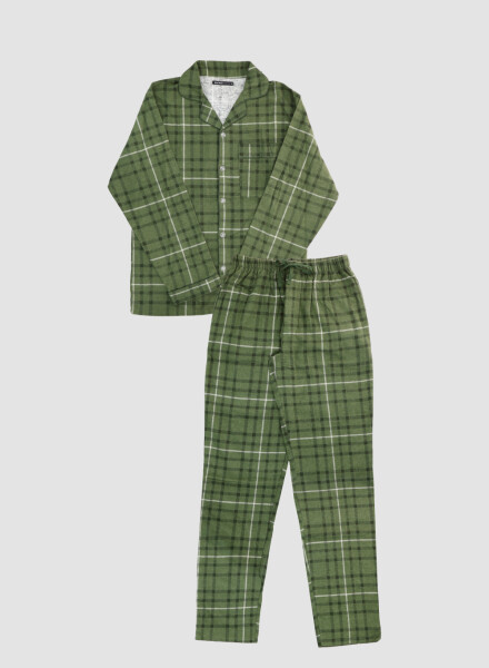 Pijama hombre retro franela Verde benetton