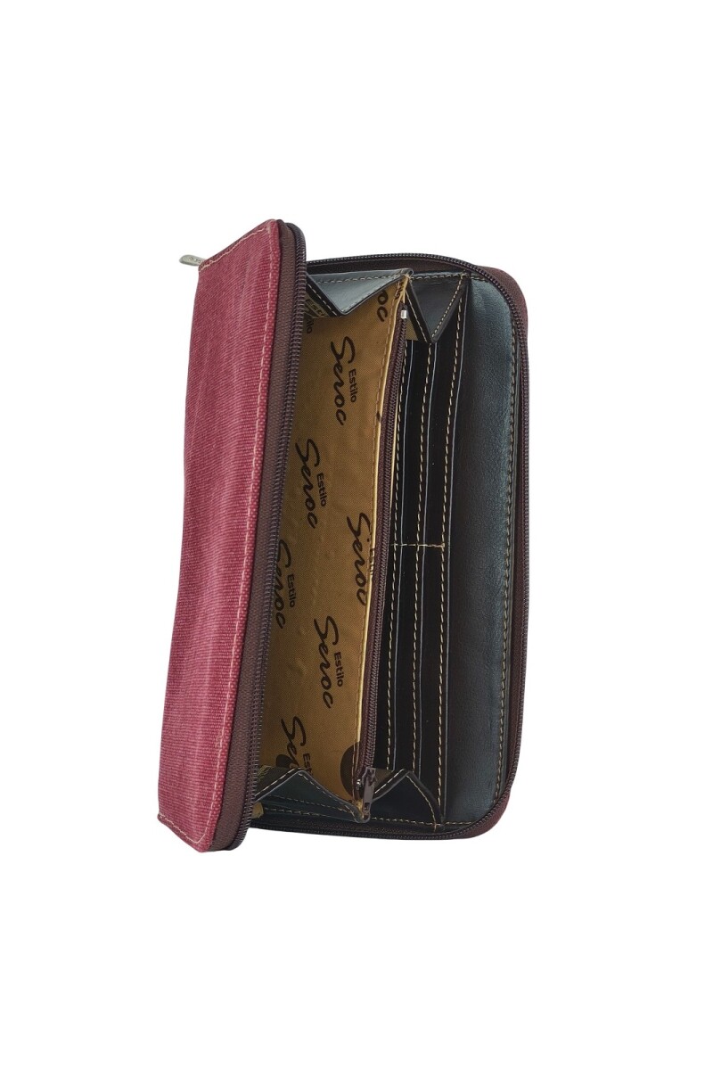 Monedero con tarjetero Bordó