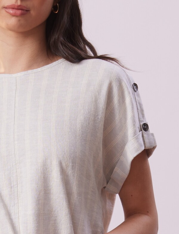 Blusa Lino Botones MULTI/CRUDO