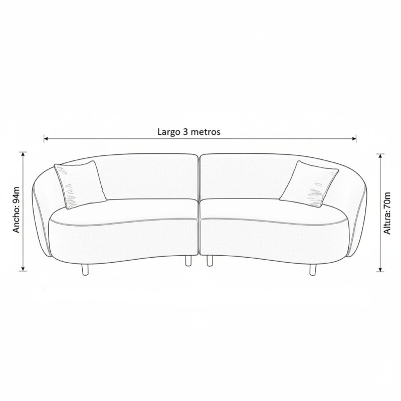 SOFA 4 PUESTOS 2PZS CURVED - GRIS 402244 (CD) DISC Unica