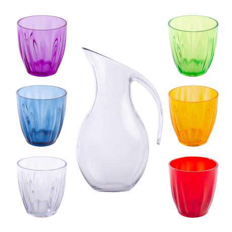 SET JARRA + 6 VASOS MULTICOLOR PLÁSTICO RECICLADO GUZZINI