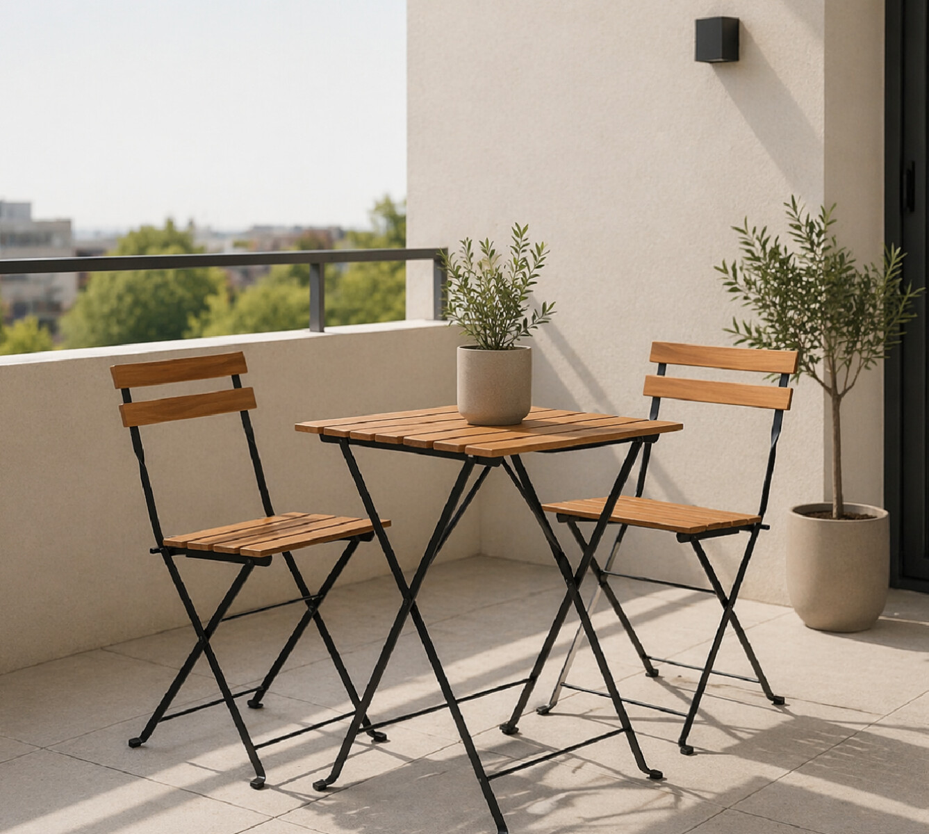 Set Bistró para Balcón Plegable (Mesa + 2 Sillas) 