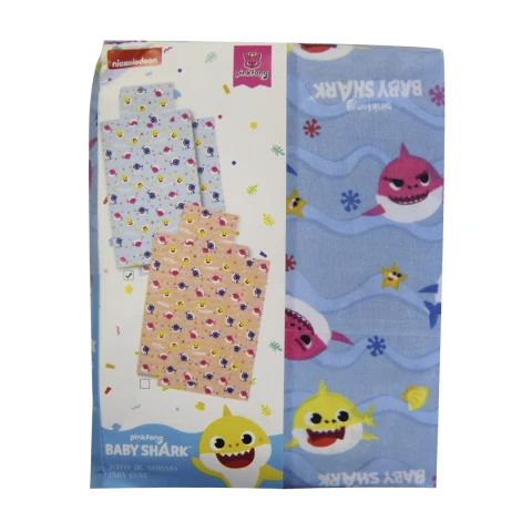 Juego Sábanas para Cuna Baby Shark Microfibra CELESTE