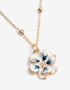 Cadena Corta con Dije Color Collar Con Dije Flor Esmaltada - Dorado