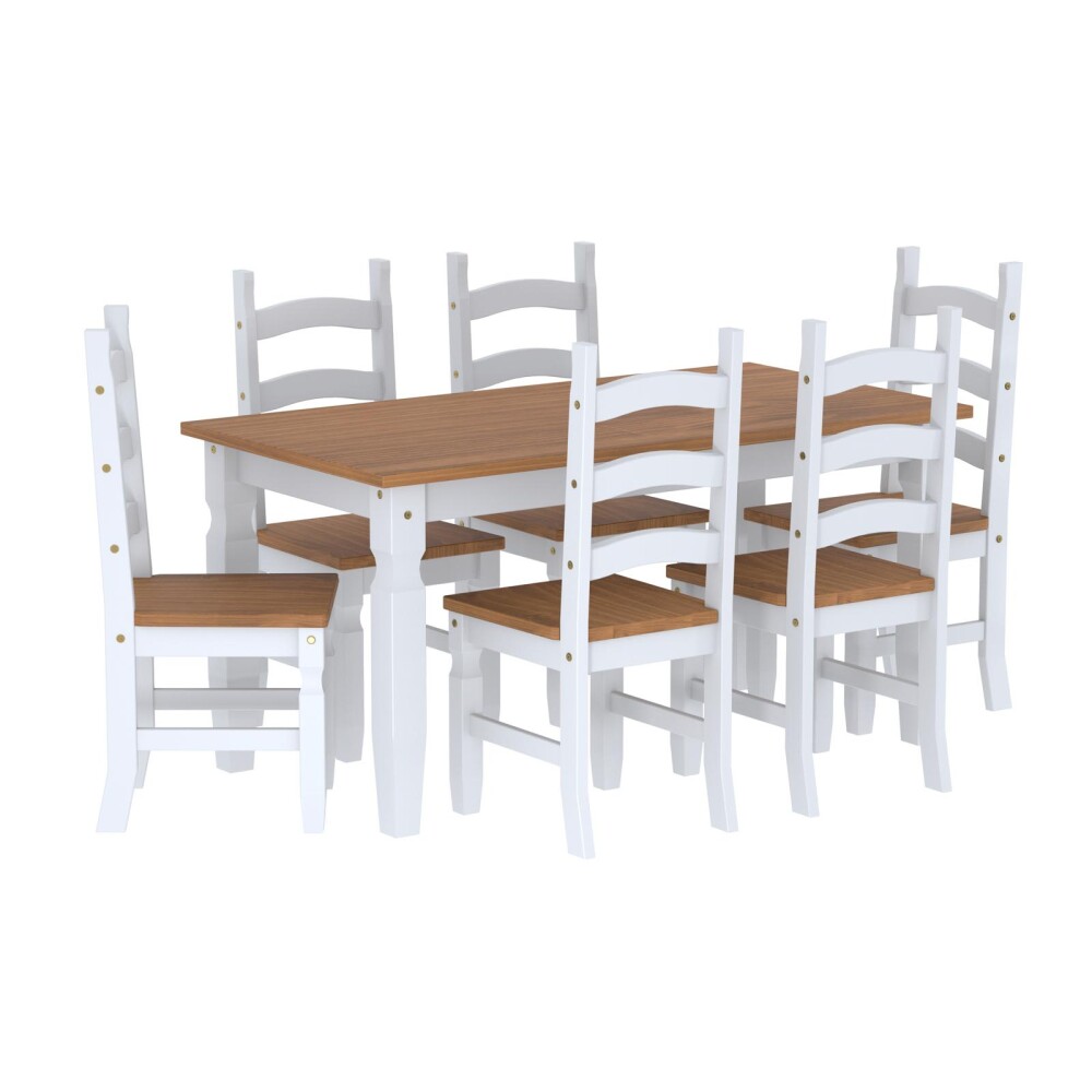 JUEGO DE COMEDOR PINO CORONA 1+6