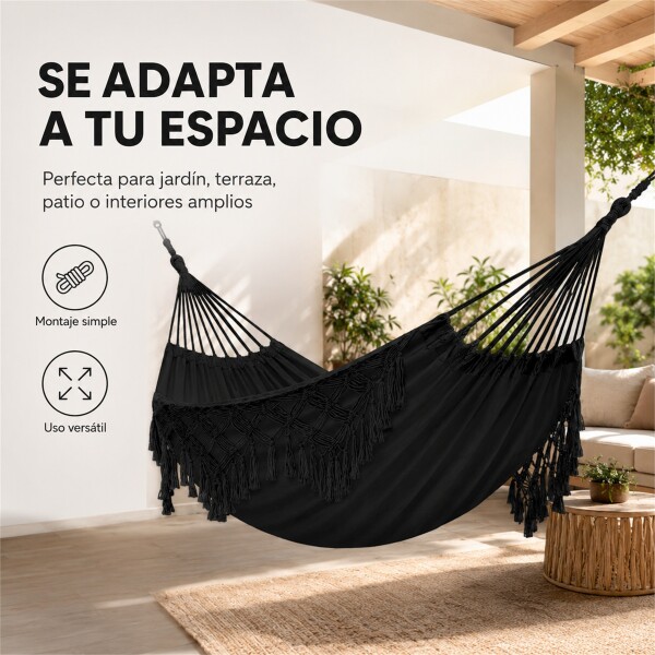 Hamaca Paraguaya Silla Colgante Reforzada Jardín Bolso Color Negro