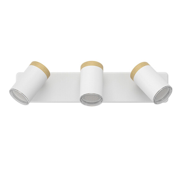 Aplique spot de pared acero blanco y madera 3xGU10 EG6416