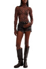 CHARLIE PRINTED MESH TOP Marron