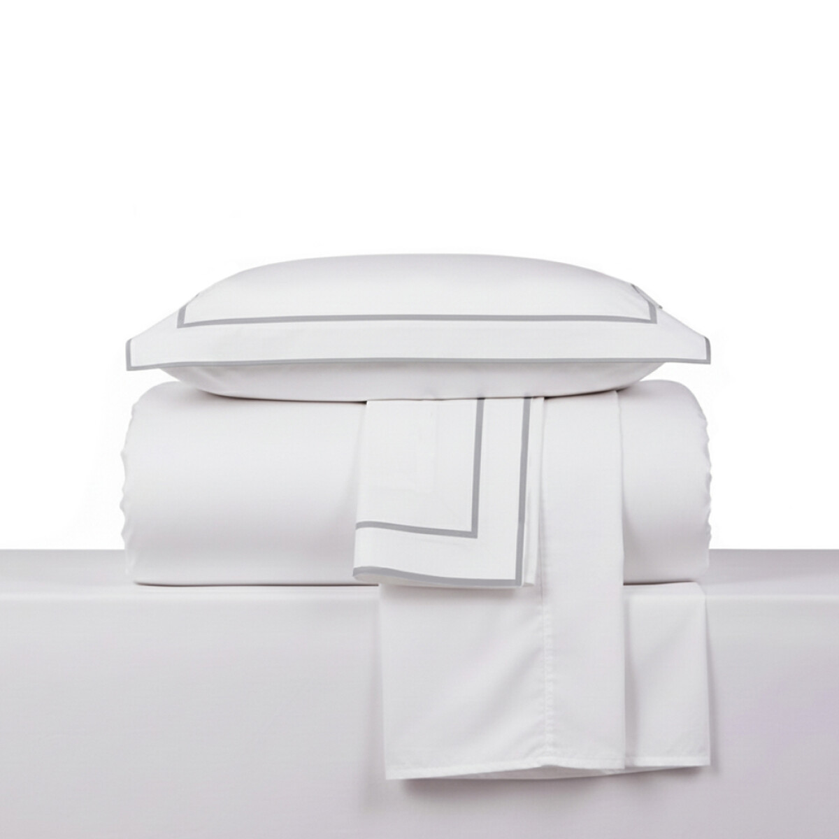 Juego de Sabana 1 Plaza Basic Color Block 200 Hilos - Pilar - Blanco/Gris 