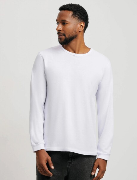 CAMISETA BÁSICA UNISSEX MANGA LARGA BLANCO