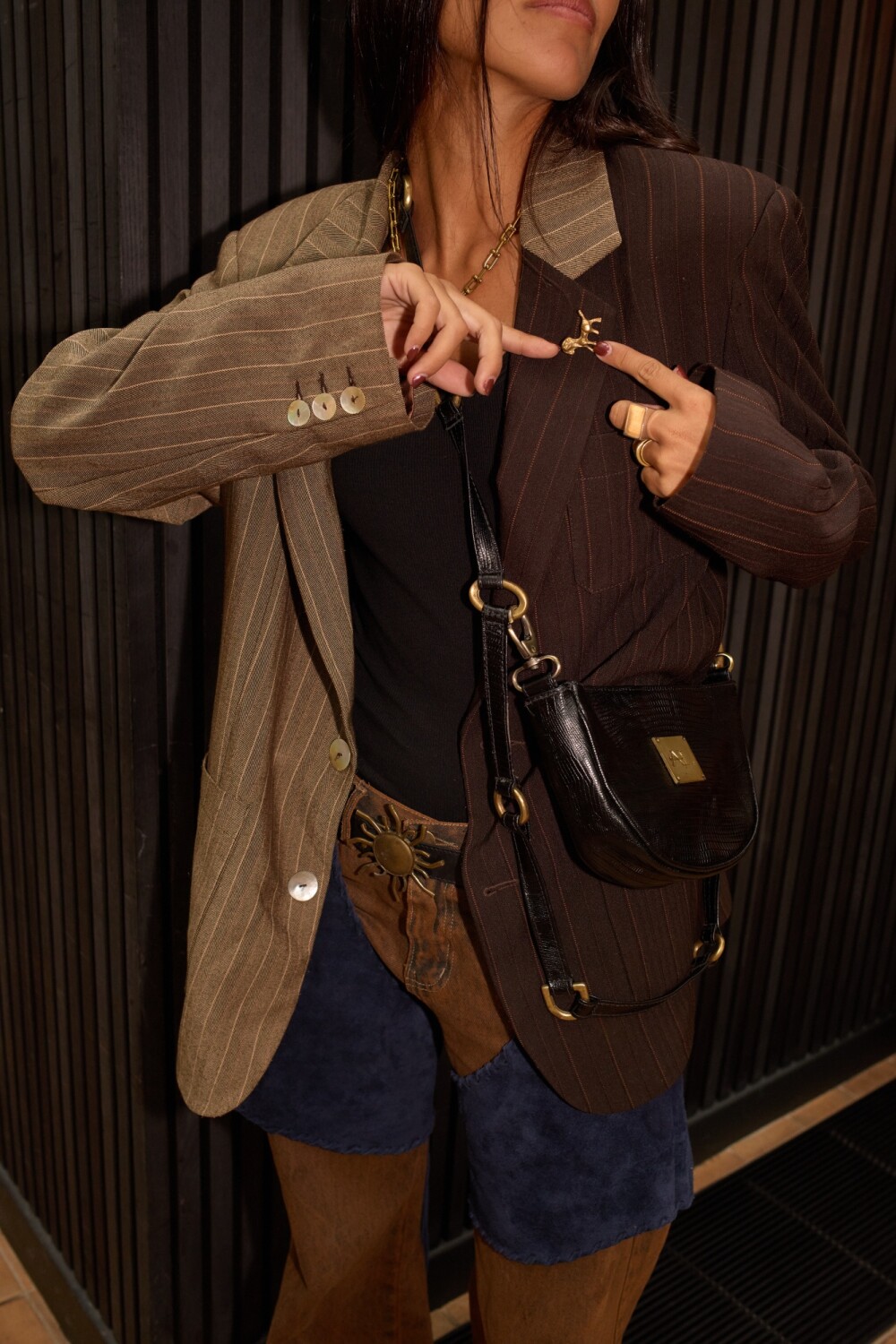 Brassy Bag Crocco Negro