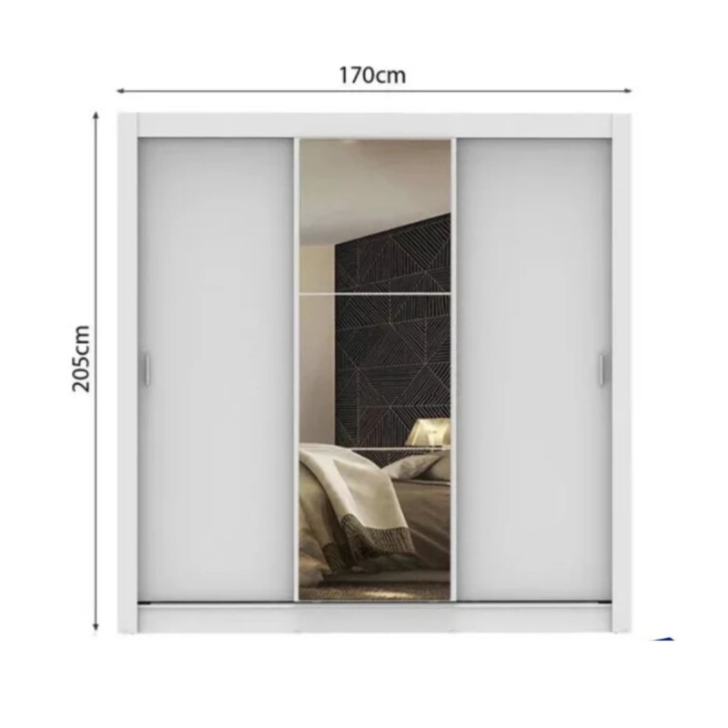 Ropero Placard 3 Puertas Corredizas 1 Espejo Monaco Blanco