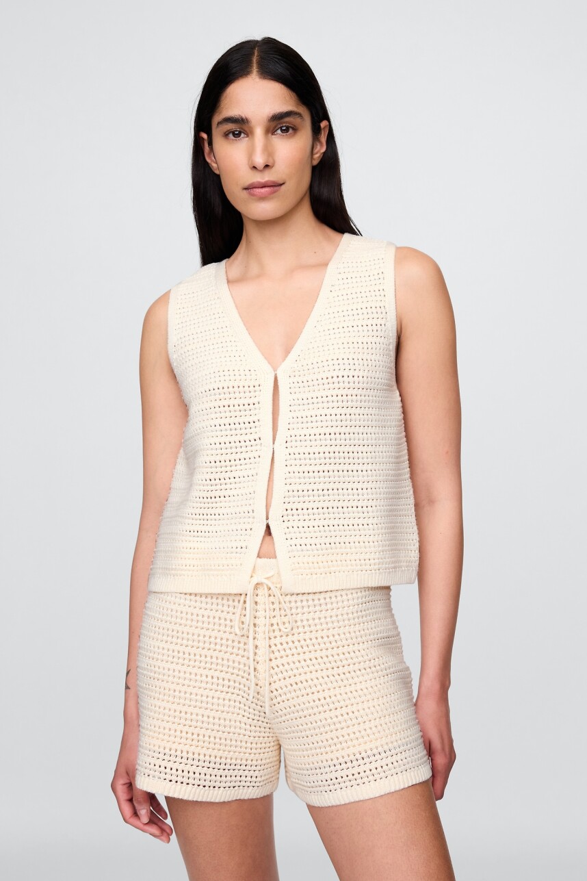 Chaleco Crochet Mujer Ivory Frost