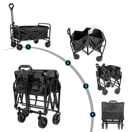 Carro de playa plegable 70x45x50cm Negro