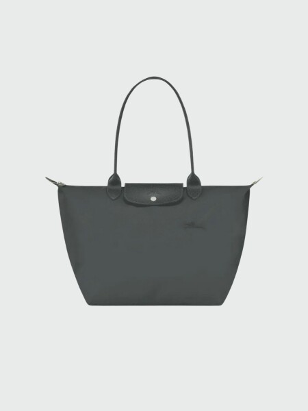 Longchamp -Cartera Longchamp plegable de nylon con cierre y asa larga, Le pliage L Gris