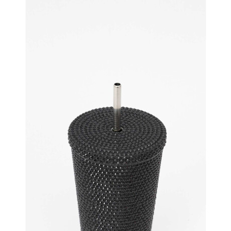 Vaso Metálico Con Strass Negro