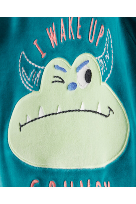 Pijama dos piezas de DreamPlush, remera y pantalón, diseño monstruos Sin color