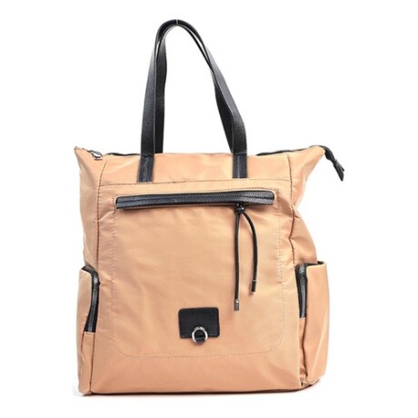 Mochila Cartera 2 en 1 Canva Marion con Detalles en Cuero PU Beige